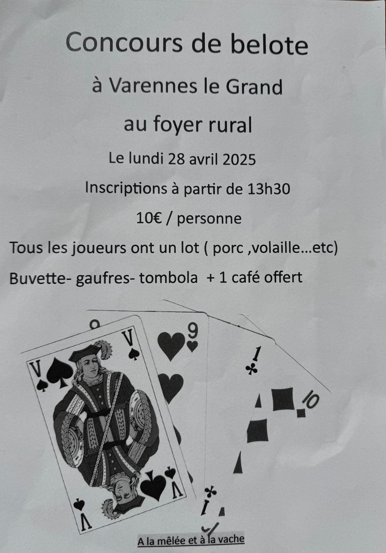 Concours de belote le 28 avril