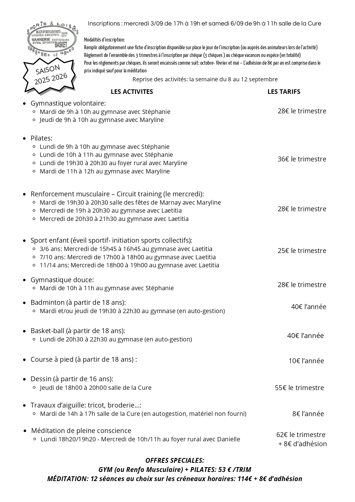 Rentrée Sports et Loisirs